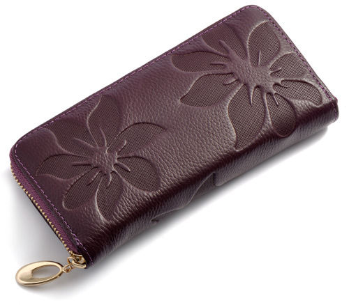Top Layer Cowhide Women's Wallet Long Wallet Purple - Shop at LoveMi