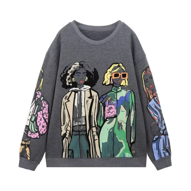 Autumn And Winter New Casual 3D Digital Printing Long Sleeve Women's Sweater Afo3328 Style L - Shop at LoveMi