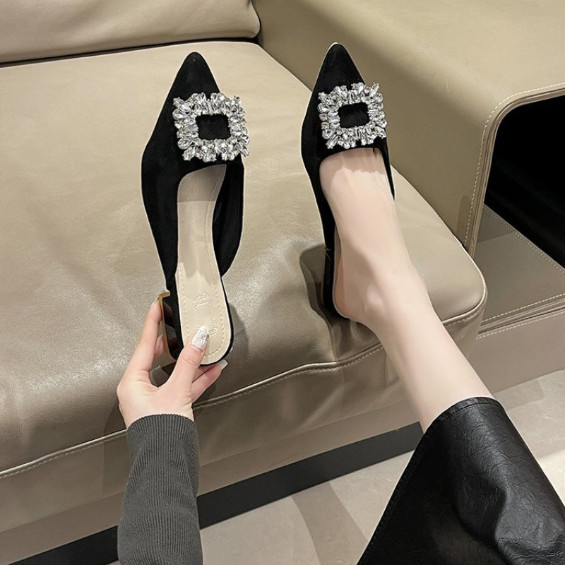 Rhinestone Pointed-Toe Chunky-Heel Sandals, picture 3 of 3