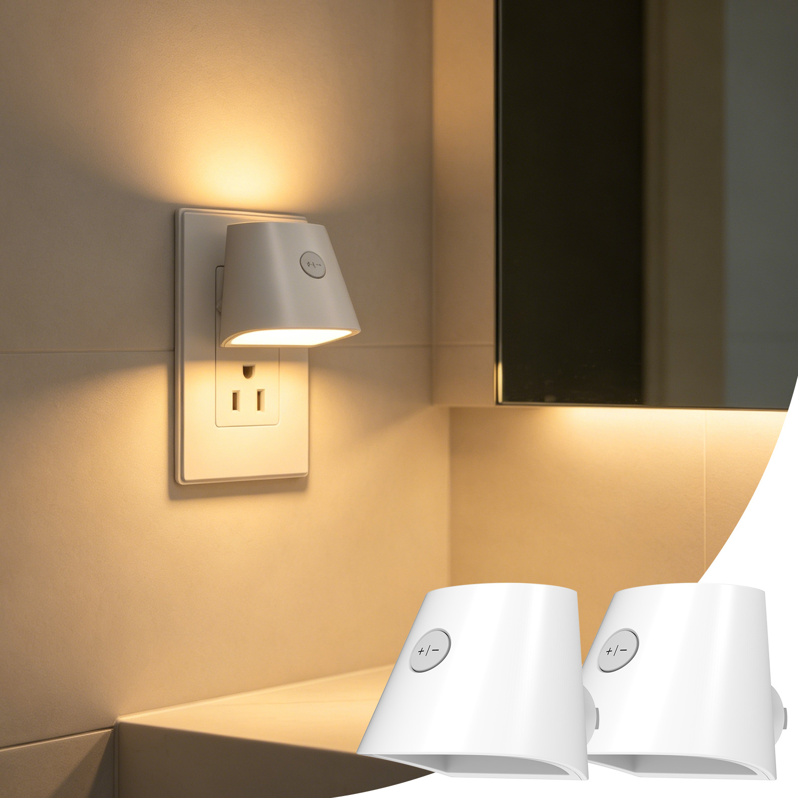 US-standard Light-controlled Night Light Suitable For BedroomsOn When It Gets Dark