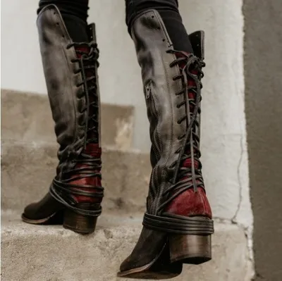 Fashion Personality All-match Color Matching Women's Boots - Taupe-34