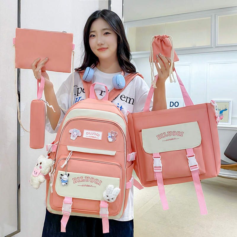 Sweet Color-Block Tote And Backpack Set