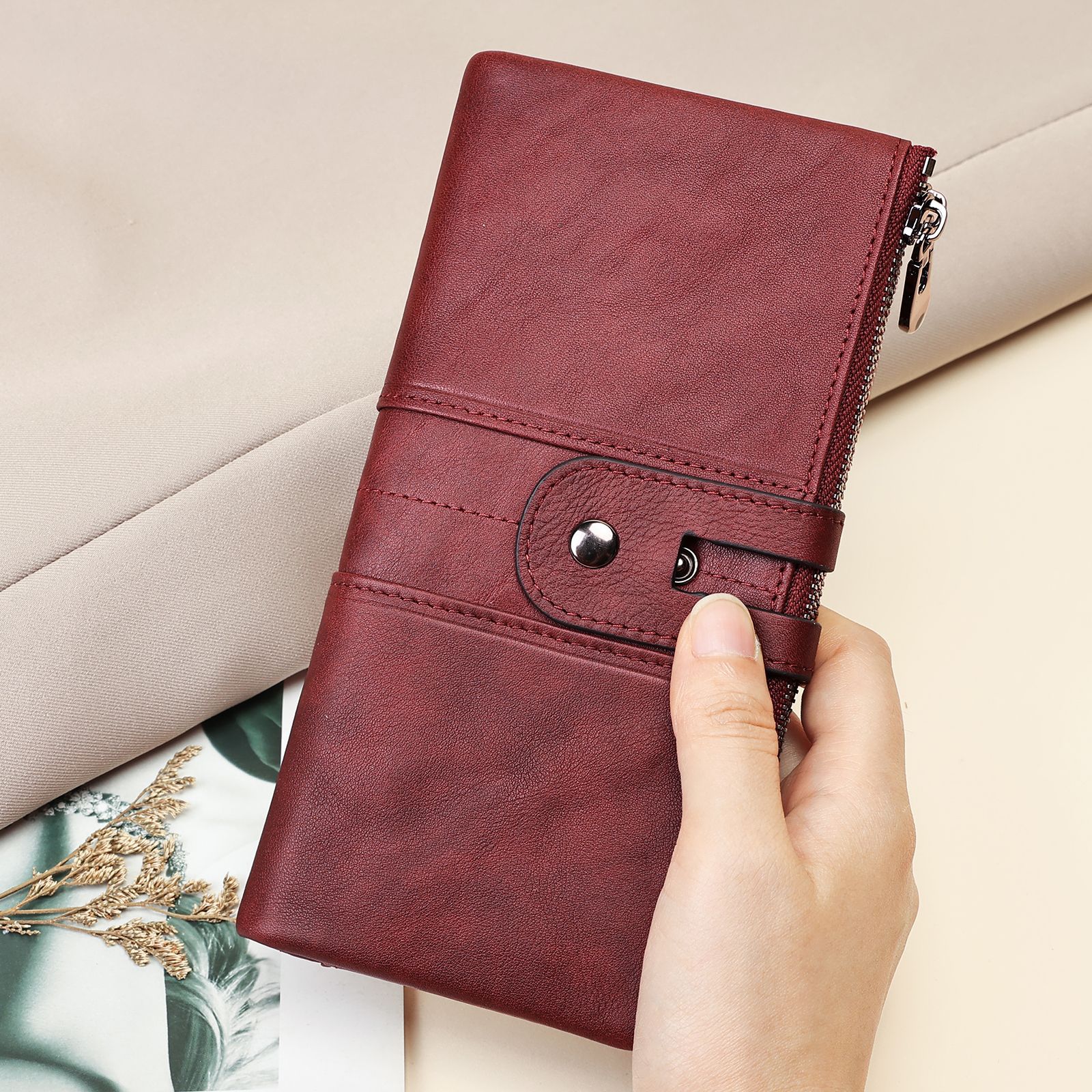 Portofel vintage din piele, antimagnetic