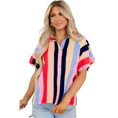 European And American Commuters' All-match Single-breasted Half Sleeve Shirt - Color-M - View 1