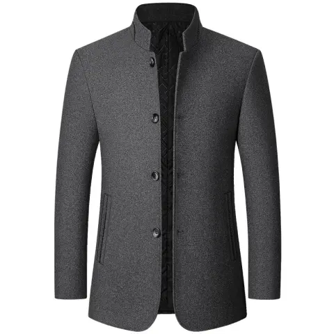 Standing Collar Middle-aged Men's Woolen Jacket Zhongshan Suit