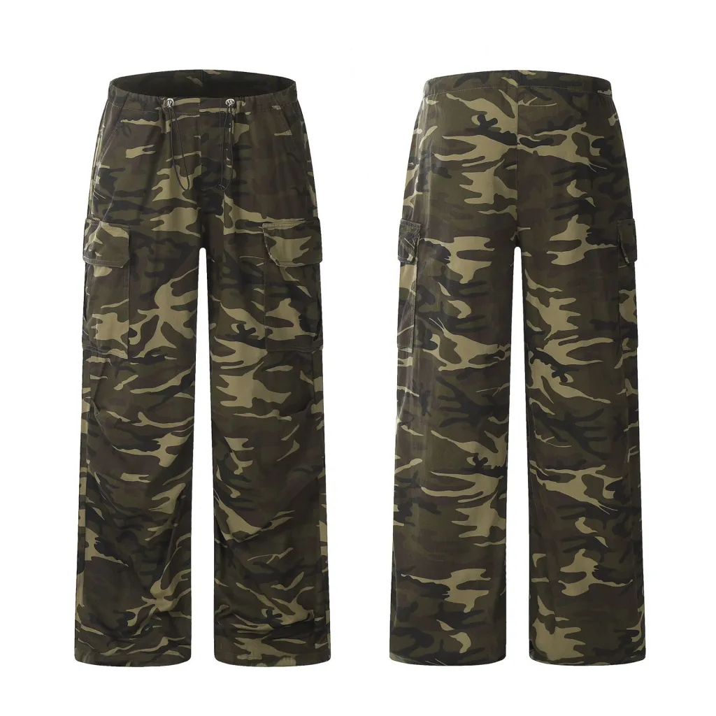 New Pure Cotton American Camouflage Cargo Pants - Green