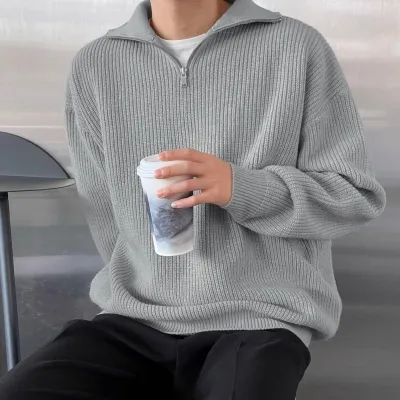 Pullover Men's Half Turtleneck Zipper Pullover