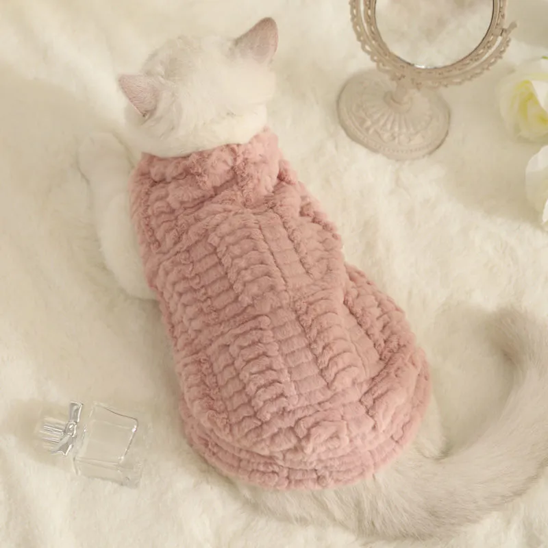 Pet Cat Clothes Fleece-lined Warm Anti-lint - Pink Velvet