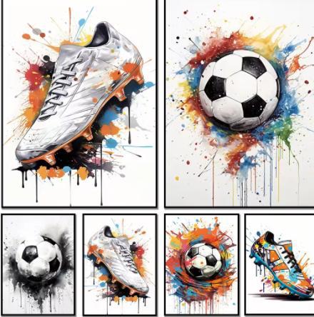 Title 2, Graffiti Soccer Shoes Canvas Home Decoration Pa...