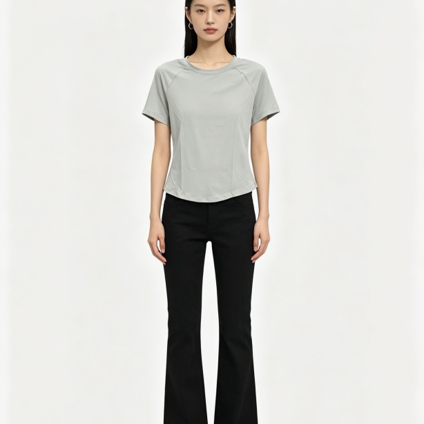Summer Crew-neck Athletic-style Figure-flattering Yoga Top