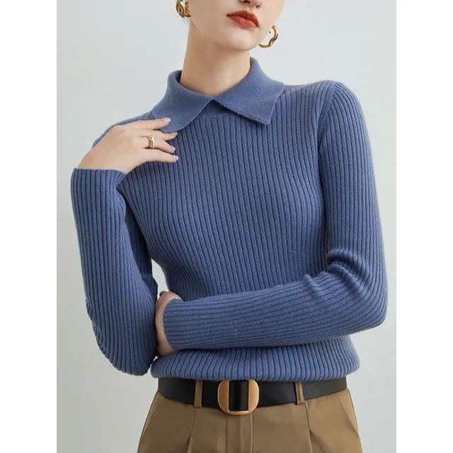Pullover Cashmere Sweater Autumn Winter Retro Fashionable Haze Blue - Shop at LoveMi