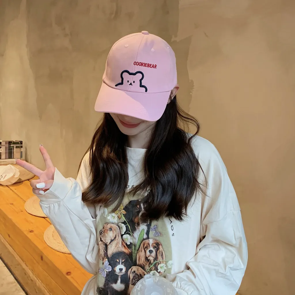 Leaning Bear Outdoor Sports Baseball Cap Tide - Pink
