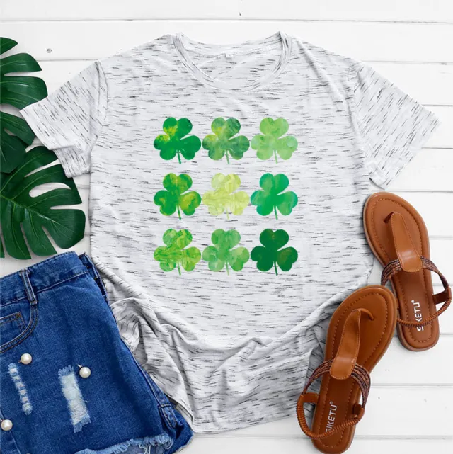 St Patrick's Day Cotton Women's Short Sleeve Marble L - Shop at LoveMi