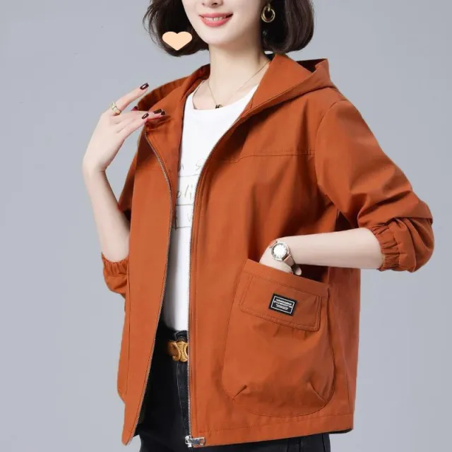 Large Loose Hooded Versatile Casual Age Reducing Jacket Orange - Shop at LoveMi