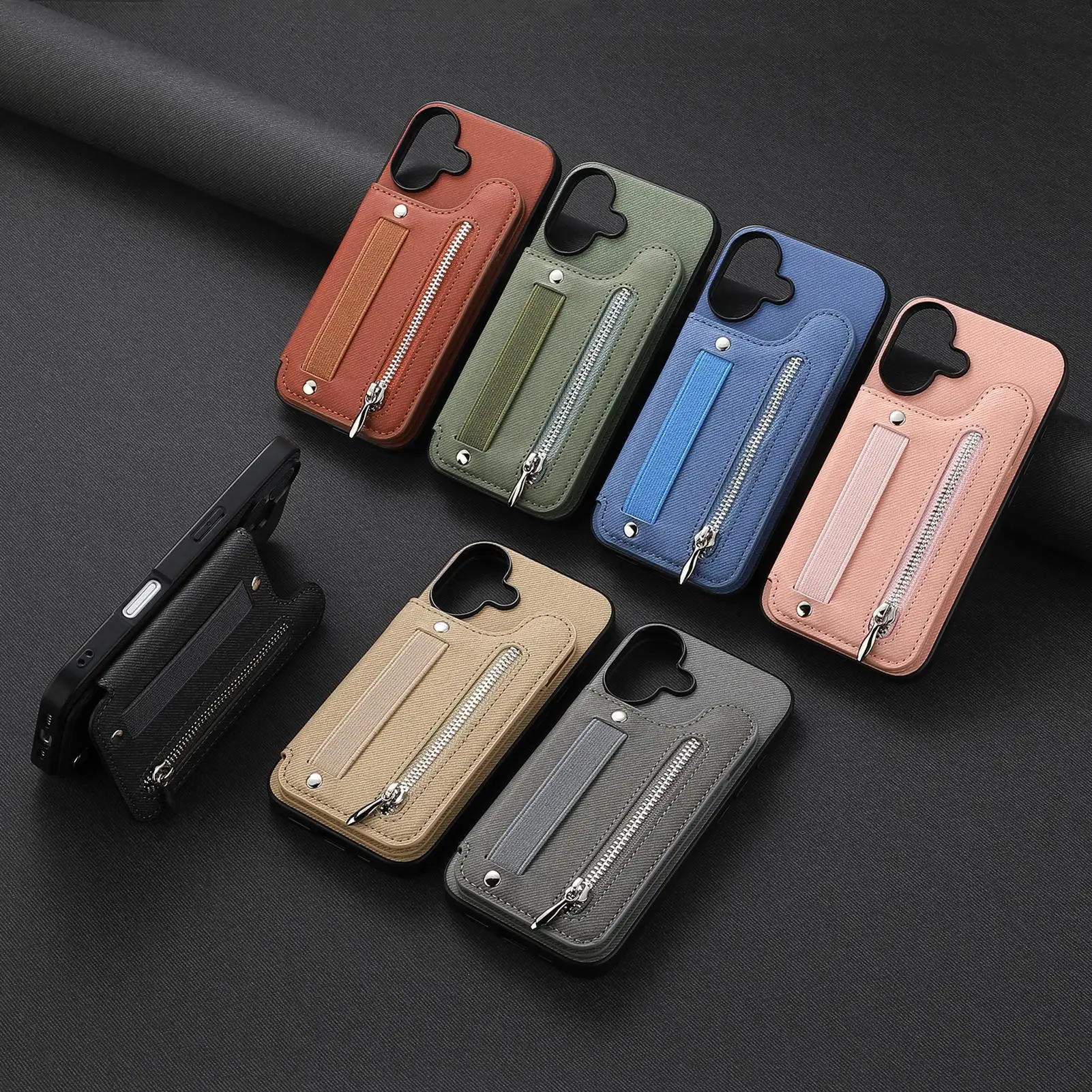 Leather Phone Case With Stand And Zipper