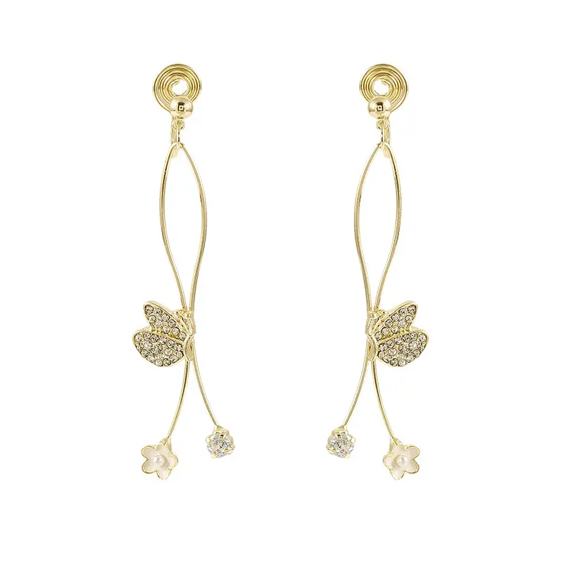 Elegant Butterfly Earrings Long Slimming Flower Earrings