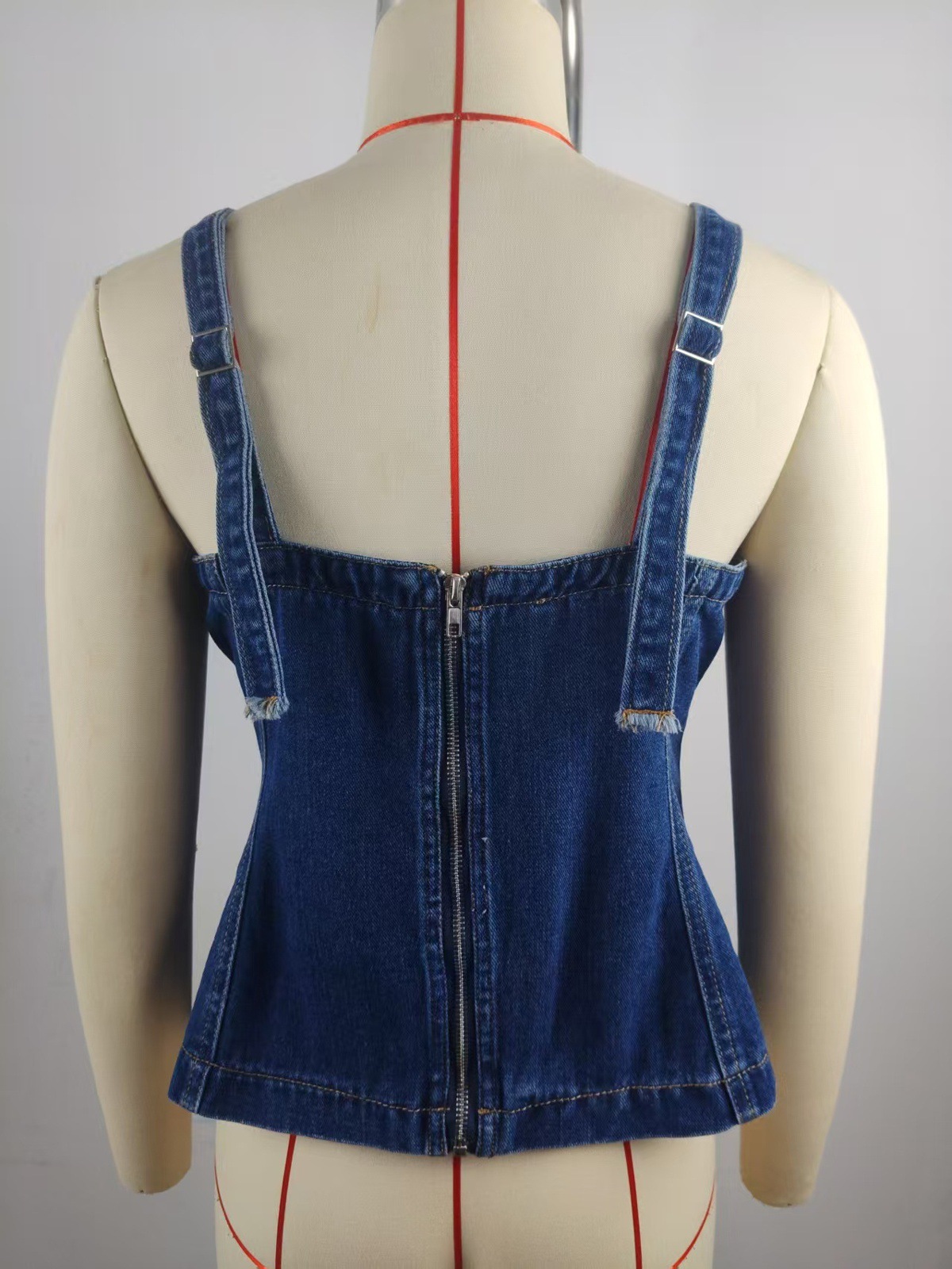 European And American Style Fashionable Simple Strap Denim Vest Top