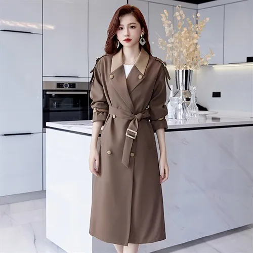 Trench Coat Women's Mid length Casual Fashion Over The Knee Overcoat Chocolate - Shop at LoveMi