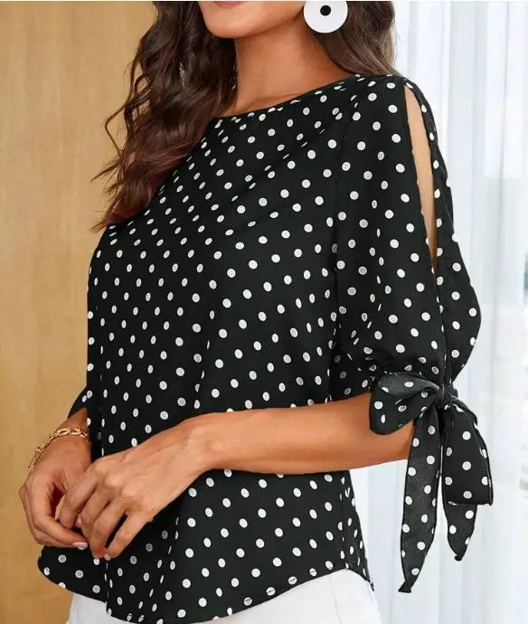 Women's Round Neck Print T shirt Black - Shop at LoveMi