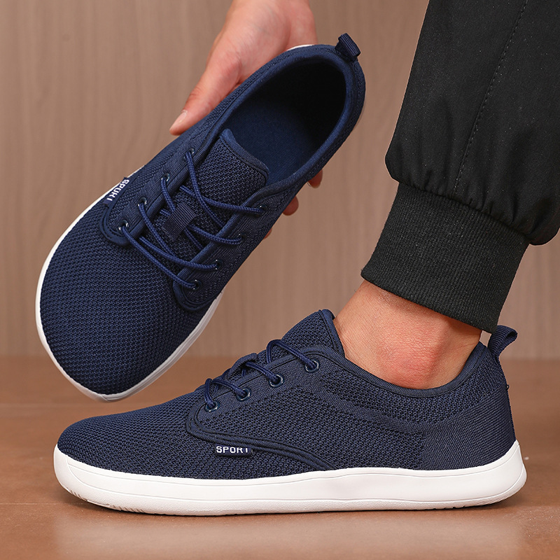 Wide-Width Barefoot Shoes For Cross-Border Use Mens Breathable Mesh Casual Sneakers