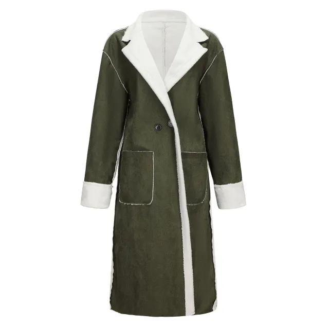 Casual Leather Thickened Trench Coat Loose Fashionable Jacket Green Suede - Shop at LoveMi