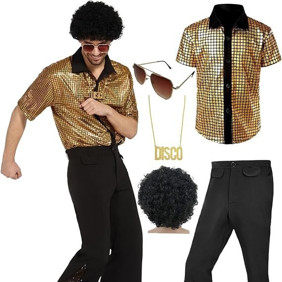 Casual Retro Shiny Top And Pants Set