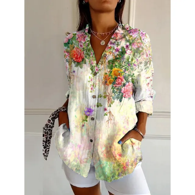 Womens Trendy Long sleeve Printed Maxi Shirt Ypm934 20 3Xl - Shop at LoveMi