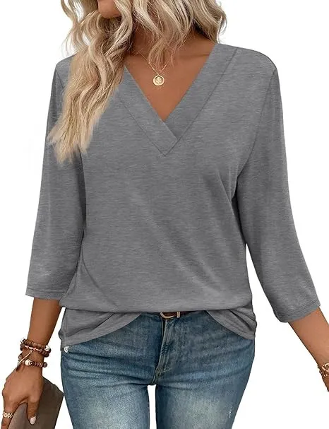 Casual Women's Waist Knitted T shirt Gray - Shop at LoveMi