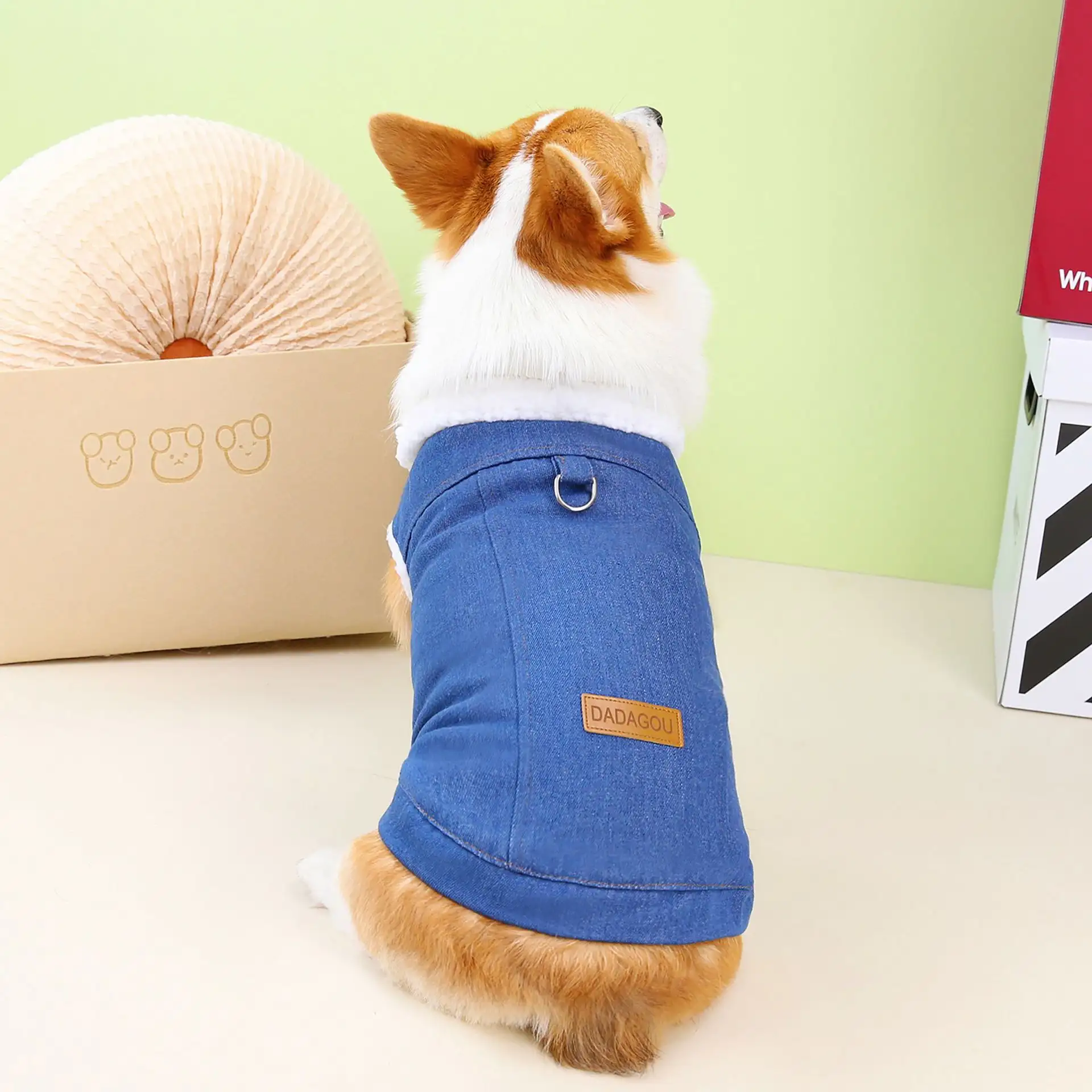 Corgi Dog Clothes Denim Cotton Coat