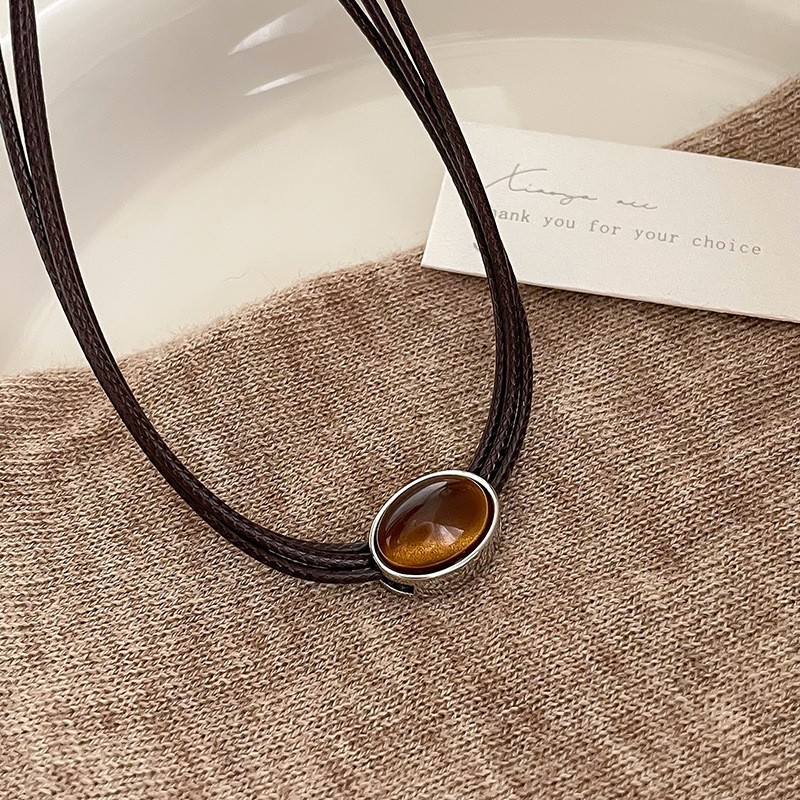 AutumnWinter Caramel-Colored Tigers Eye Pendant