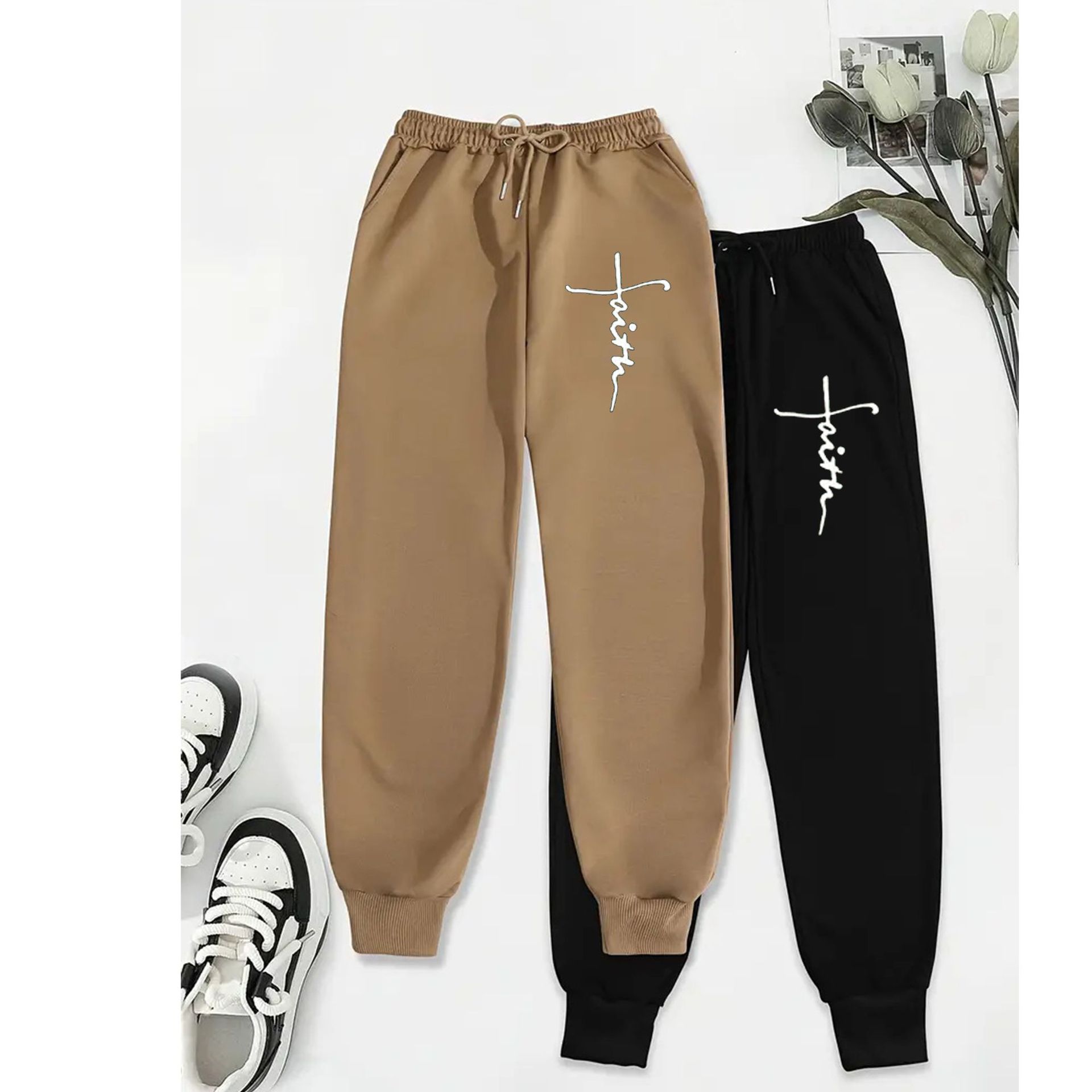 Mens Fleece-Lined Straight-Cut Casual Pants With Slant Pockets