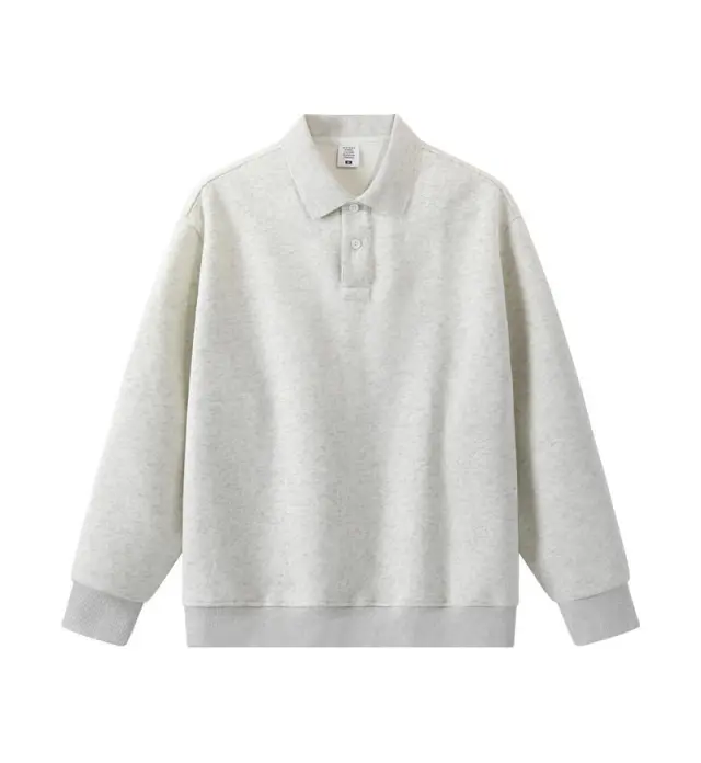 Loose Solid Color Couple Lapel Long Sleeve Mlb Light Heather Gray - Shop at LoveMi