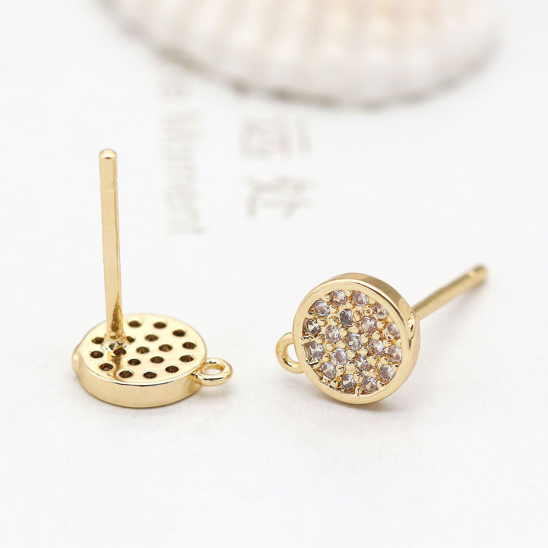 Women's Gold Plated Round Studs Korean Style