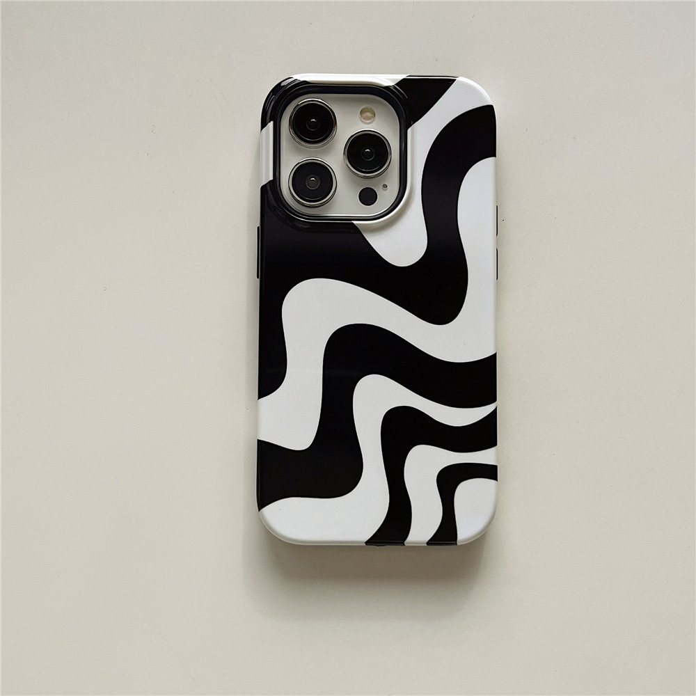 Ins Black And White Irregular Stripes Phone Case - Image 5