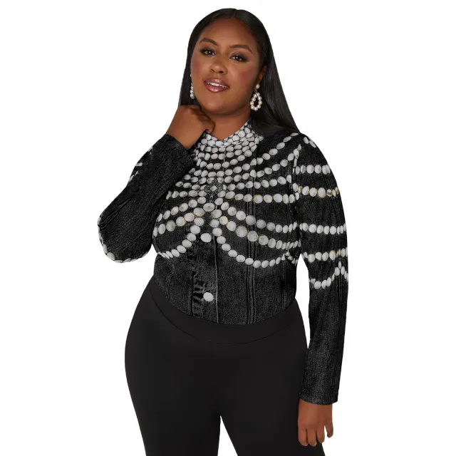 Women's New Autumn Plus Size Casual Top With Print Black - Shop at LoveMi