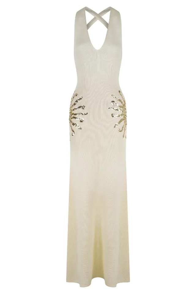 Summer New Retro French Elegant Solid Color Dress Beige - Shop at LoveMi