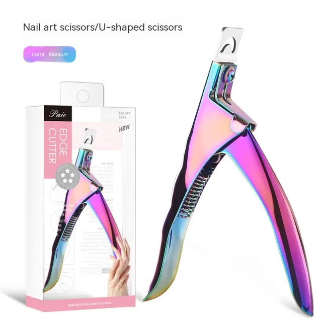 Flat Mouth U shaped Scissors Nail Tip Pliers Extension Nail Trimming Tool Colored Titanium - Shop at LoveMi