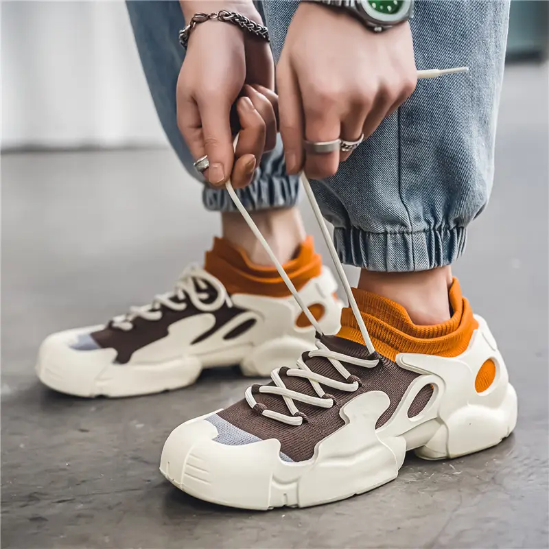 Breathable Fly Woven Mesh Lace-up Platform Sports