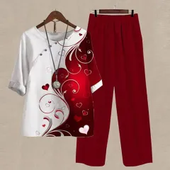Five-quarter Sleeve Two-piece Suit Foreign Trade Popular Style Women's 3D Digital - A31Tzr1Ge23031B2 - View 1