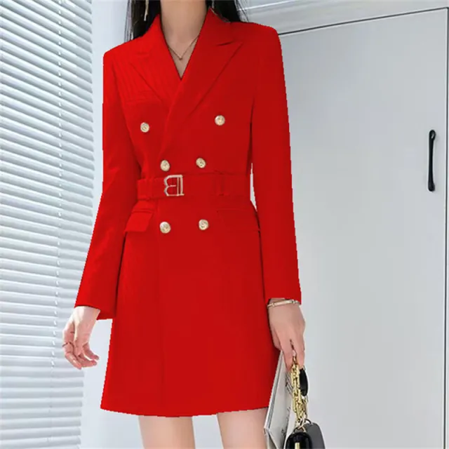 Office Lady Style Slimming Waist Trimming Coat Women's Top Red - Shop at LoveMi