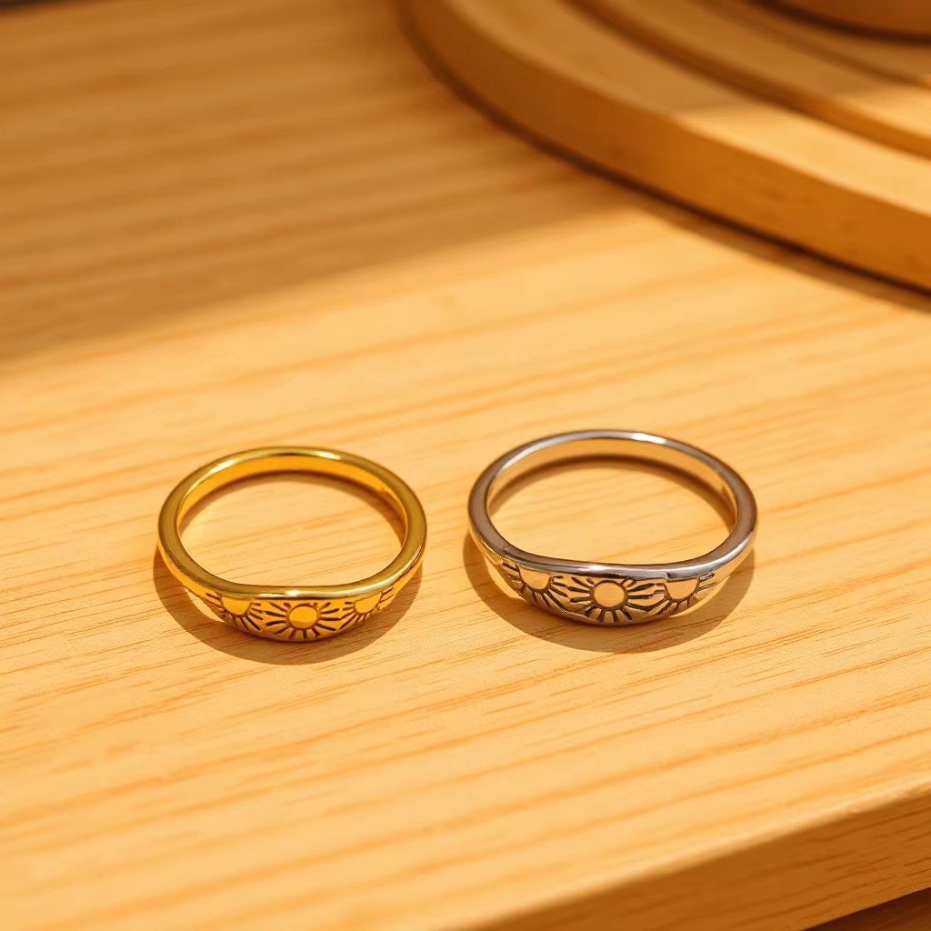 Fashionable European And American Minimalist Textured Ring