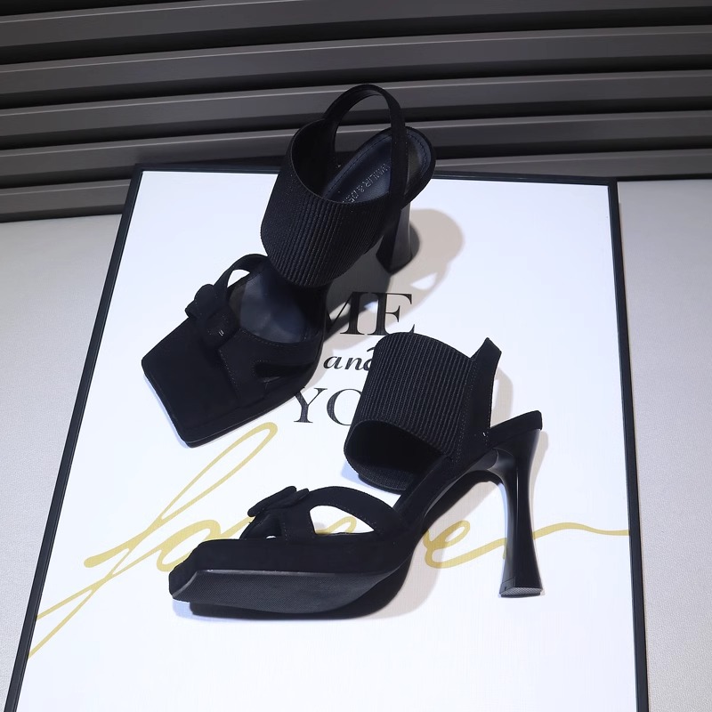 Faux Suede Square-Toe Sandals, picture 3 of 4