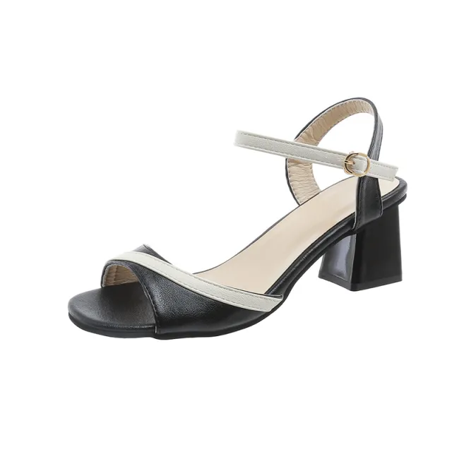 Summer Chunky Heel Ankle strap Buckle Sandals Black - Shop at LoveMi