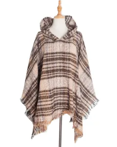 Spring Autumn And Winter Plaid Ribbon Cap Cape And Shawl - Dp6 05 Coffee - View 1