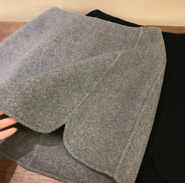 Design High Waist Double sided Woolen Fabric Slit Sheath Skirt Women's Winter Gray - Shop at LoveMi