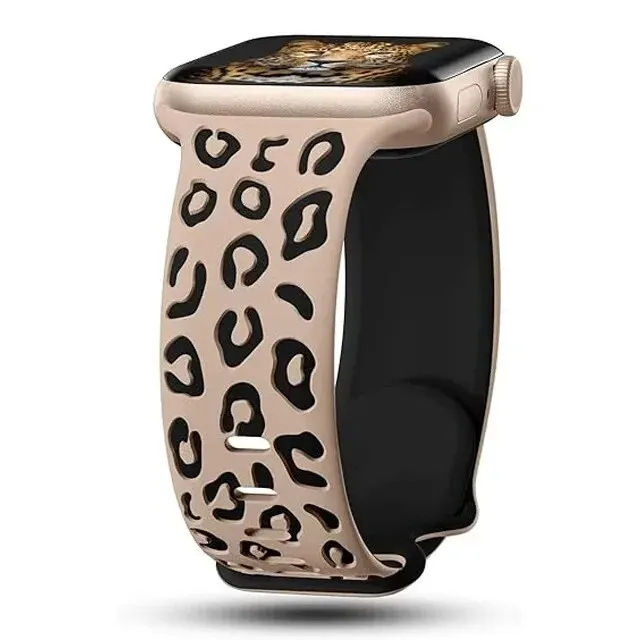 Printed Carved Silicone Leopard-print Watch Strap 7