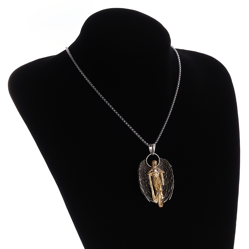 Retro Europe And America Fashion Virgin Necklace Redemption Light Angel Wings Goddess