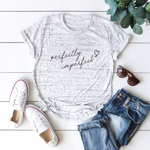 Women's Top Letter Print Short sleeve T shirt Marble - Shop at LoveMi