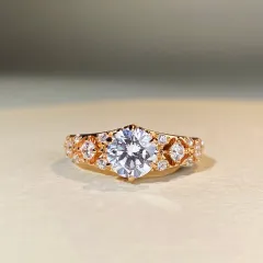1 Karat D Color Chic Ring Hollow Out Moissanite - Rose Gold Ms203Mosangzuan - View 1