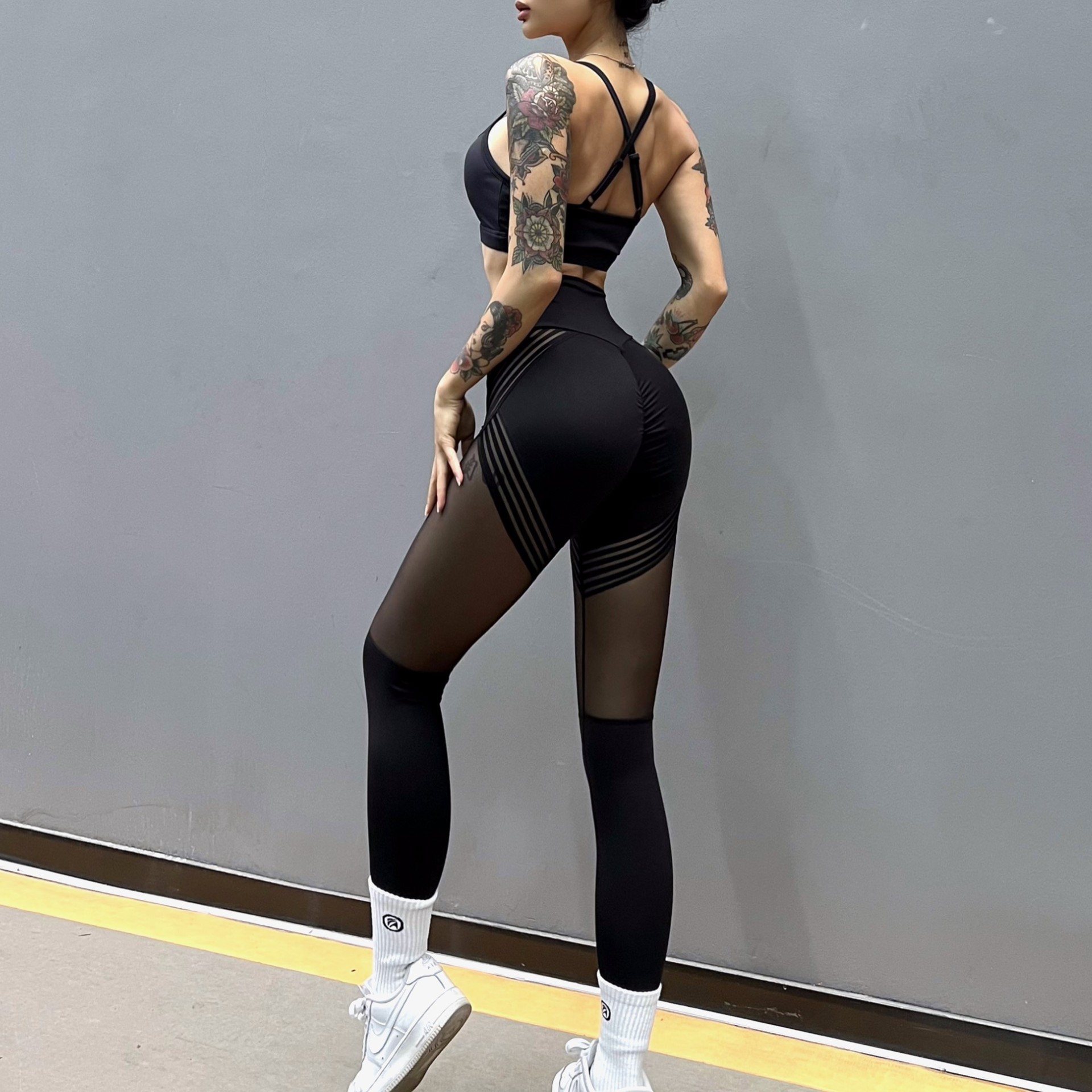 Lace Stitching Tight Trousers Nude Feel Breathable